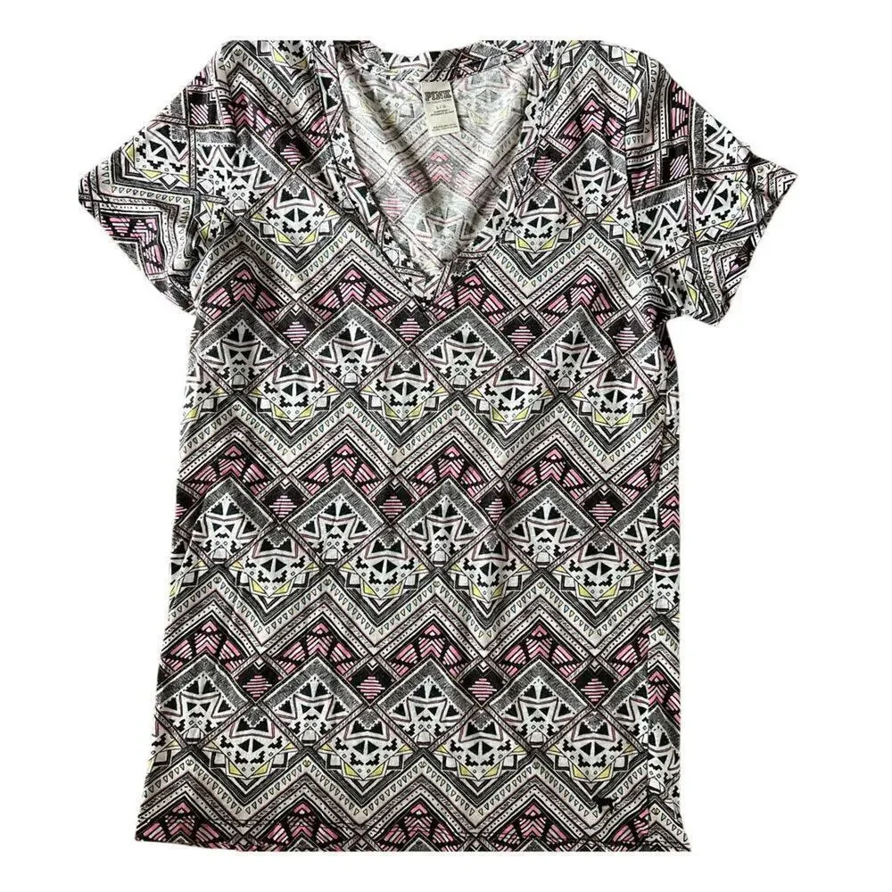 Victoria's Secret aztec V-neck sleepwear T-shirt, women's size L